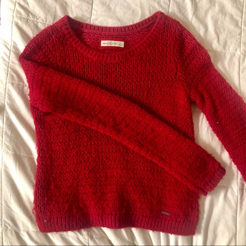 Long sleeve Knit sweater in Ruby Red - Abercrombie